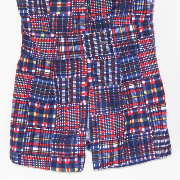 Rare 1970s red yellow blue collared sleeveless button up tank top size 12 fits 8 - Picture 4 of 6